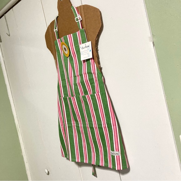Emi Burke Candy Stripe Pink Green White Child's Apron 25" T x 20" W - Picture 5 of 14